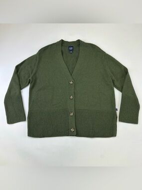 Gap cotton womens cardigan Large Vneck 4 button Boyfriend sweater relaxed fit